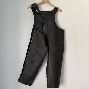 Jafrum Motorcycle Chaps Small Black Riding Leather Chaps Full Zip Biker Gear